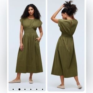 green emerald velvet dress Madewell Corbin Cami A-Line Tie Back Midi Dress main image 0
